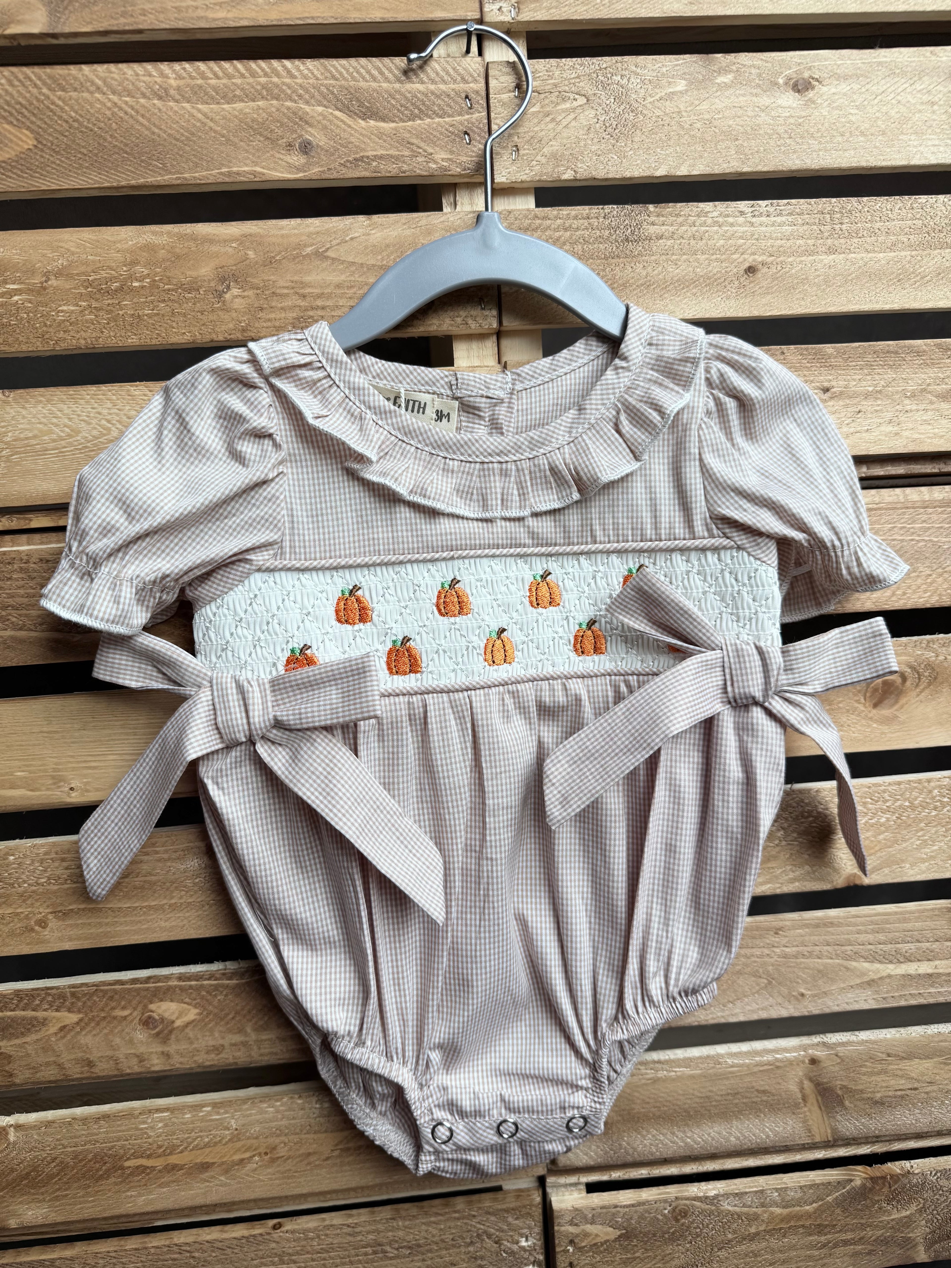 Girls Plaid Pumpkin Onesie
