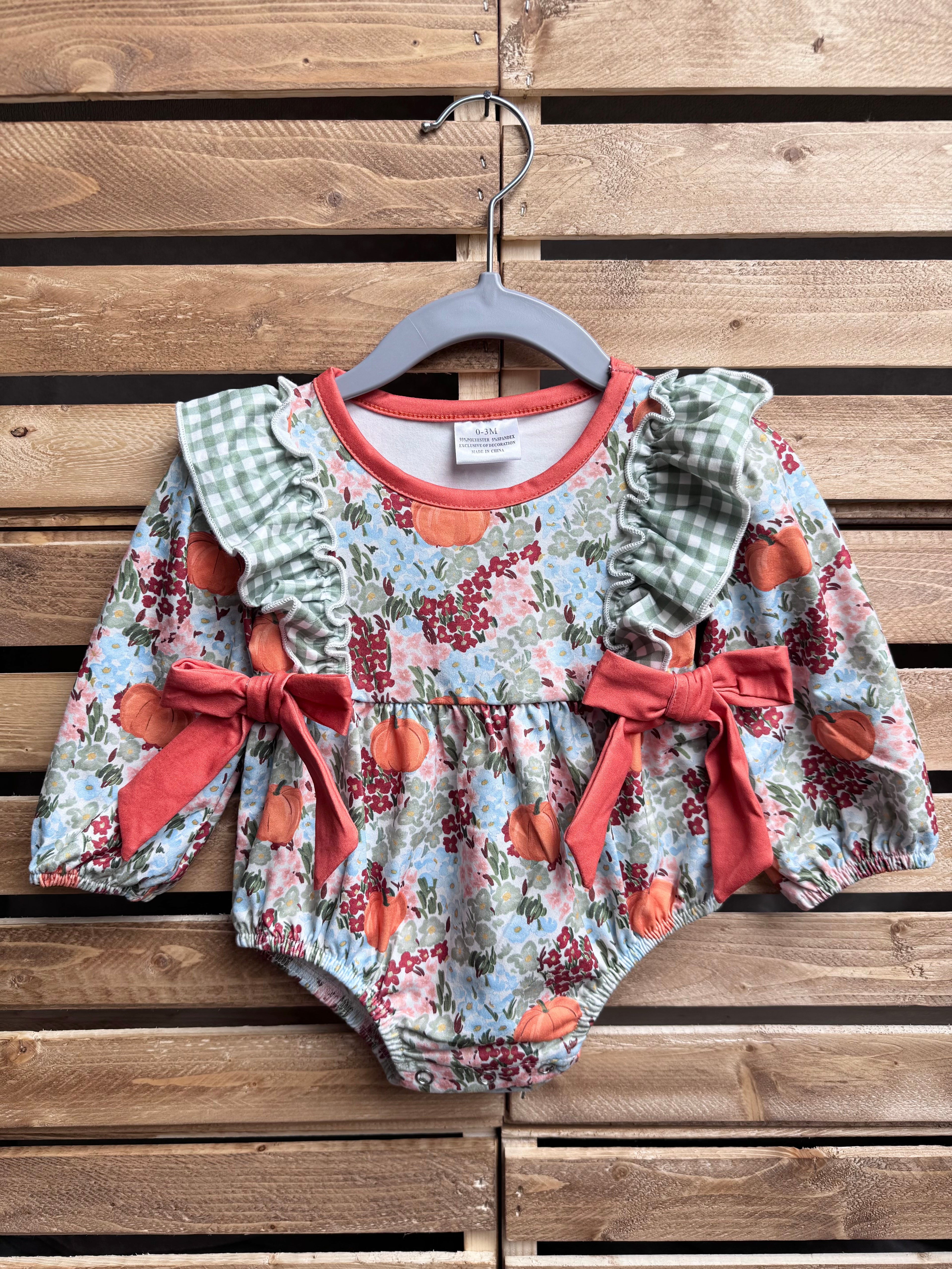 Girls Floral Pumpkin Onesie