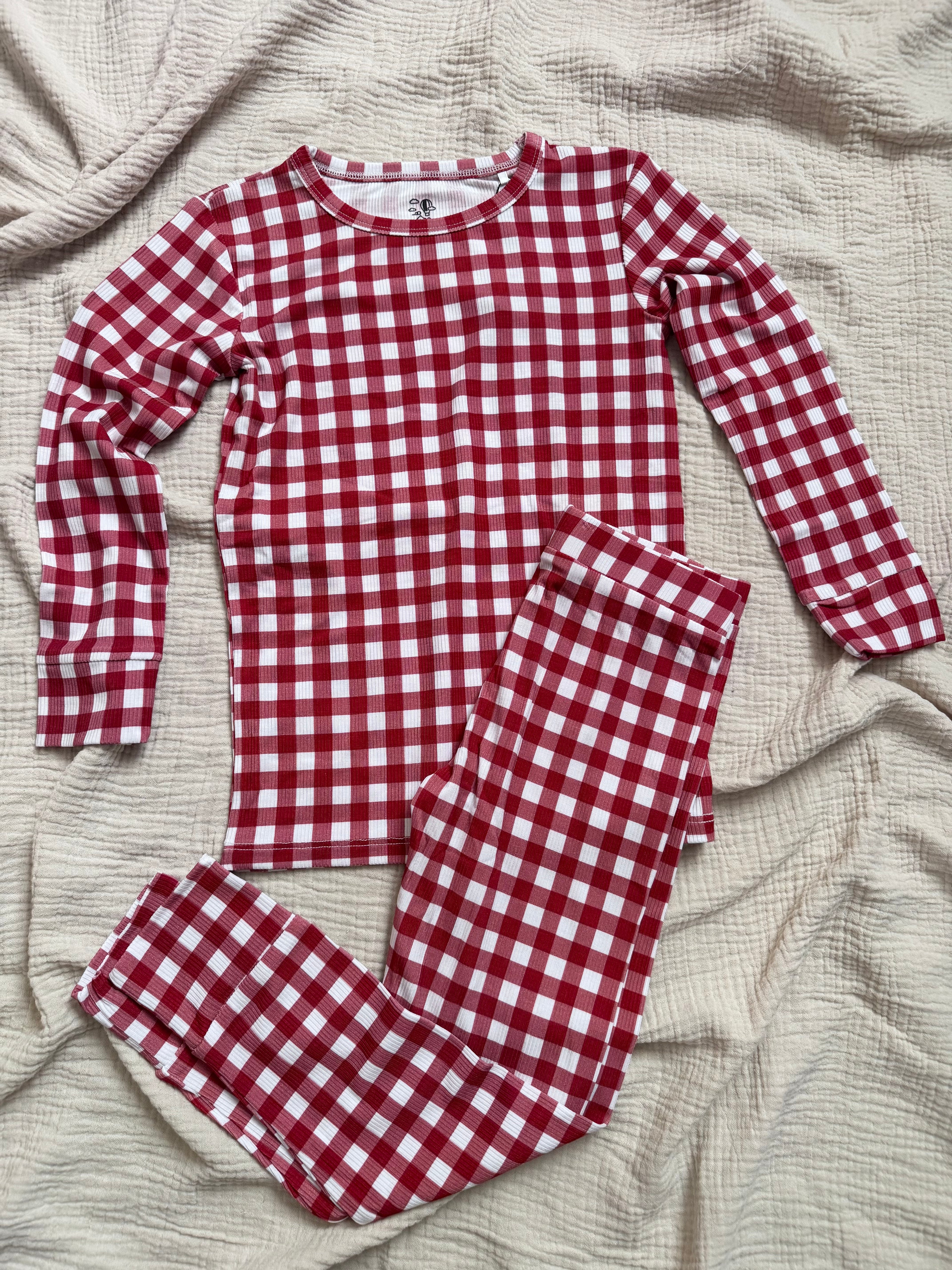 Kids Christmas Checkered Bamboo Jammie Set